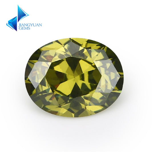 Size 2x3~13x18mm 5A Oval Cut Olive Green CZ Stone Loose Cubic Zirconia Synthetic Gemstone for Jewelry