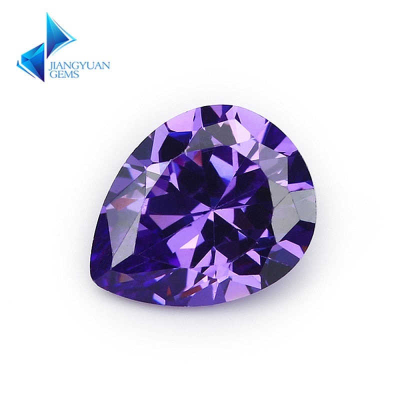 Size 3x5~10x12mm 5A Pear Cut Violet CZ Stone Loose Cubic Zirconia Synthetic Gemstone for Jewelry