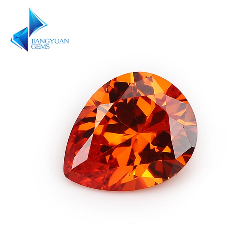 Size 3x5~10x12mm 5A Pear Cut Orange CZ Stone Loose Cubic Zirconia Synthetic Gemstone for Jewelry