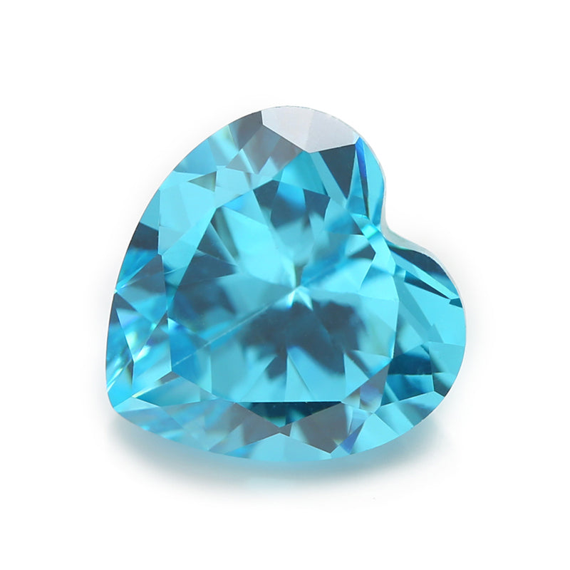Size 3x3-10x10mm 5A Heart Cut Sea Blue CZ Stone Loose Cubic Zirconia Synthetic Gemstone for Jewelry