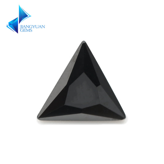 50pcs 3x3-10x10mm 5A Triangle Cut Cut Black CZ Stone Loose Cubic Zirconia Synthetic Gemstone for Jewelry