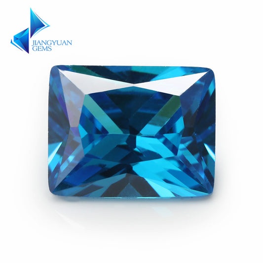 Size 3x5-9x11mm 5A Rectangle Cut Deep Sea blue CZ Stone Loose Cubic Zirconia Synthetic Gemstone for Jewelry Making