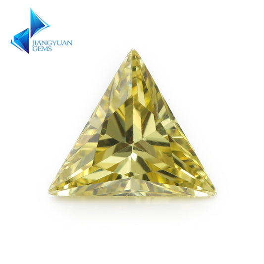 50pcs 3x3~10x10mm 5A Triangle Cut Cut Olive Yellow CZ Stone Loose Cubic Zirconia Synthetic Gemstone for Jewelry