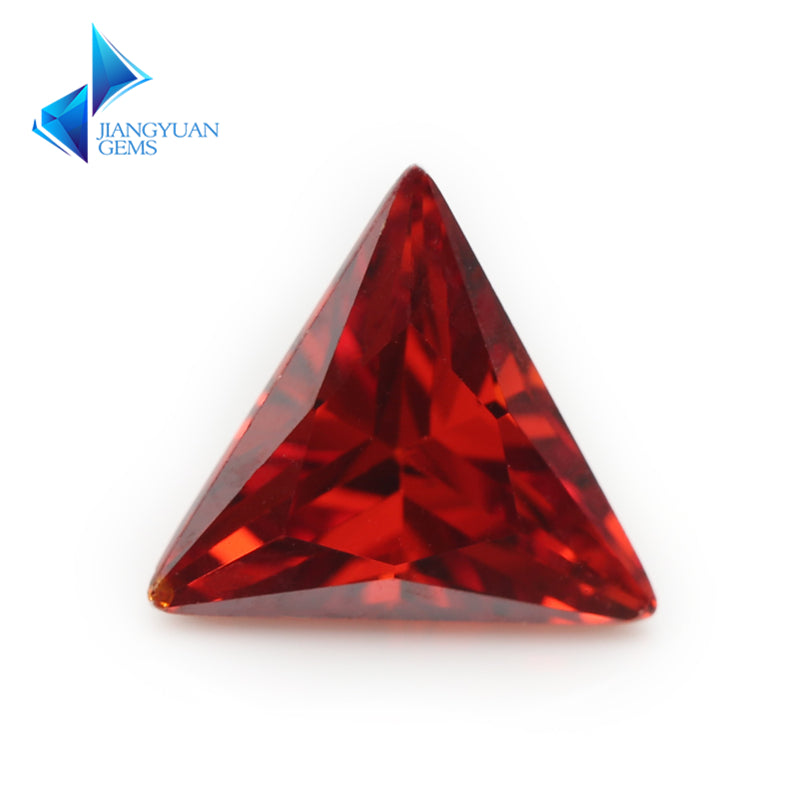 50pcs 3x3~10x10mm 5A Triangle Cut Cut Garnet Color CZ Stone Loose Cubic Zirconia Synthetic Gemstone for Jewelry