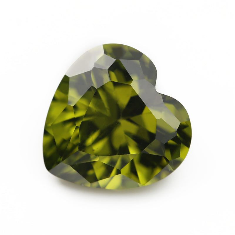 50pcs 3x3-10x10mm 5A Heart Cut Heart Cut Olive Green CZ Stone Loose Cubic Zirconia Synthetic Gemstone for Jewelry