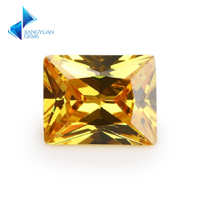 50pcs 3x5-10x12mm 5A Rectangle Cut Golden Yellow CZ Stone Loose Cubic Zirconia Synthetic Gemstone for Jewelry