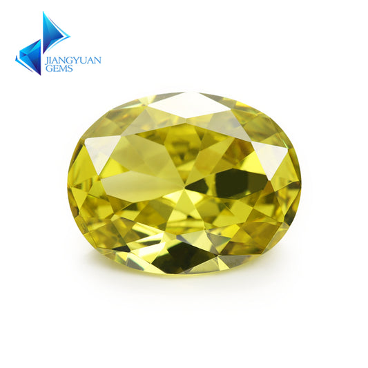 Size 2x3~13x18mm 5A Oval Cut Olive Yellow CZ Stone Loose Cubic Zirconia Synthetic Gemstone for Jewelry