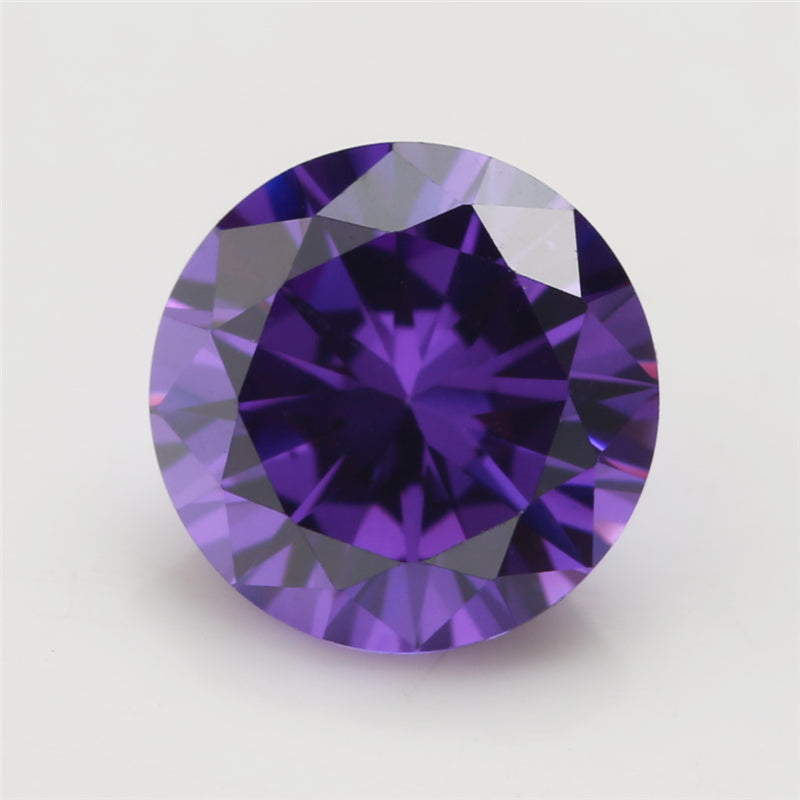 Size 0.8-12.0mm 5A Round Cut Violet CZ Stone Loose Cubic Zirconia Synthetic Gemstone for Jewelry