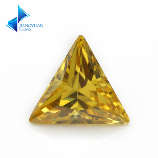 50pcs 3x3~10x10mm 5A Triangle Cut Cut Golden Yellow CZ Stone Loose Cubic Zirconia Synthetic Gemstone for Jewelry