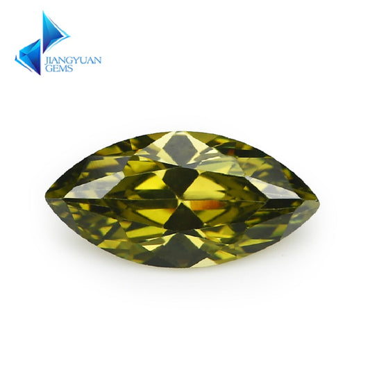 Size 1.5x3~10x20mm 5A Marquise Cut Olive Green CZ Stone Loose Cubic Zirconia Synthetic Gemstone for Jewelry