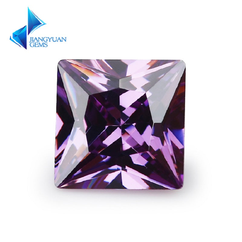 50pcs 1.5x1.5~10x10mm 5A Square Princess Cut Amethyst Color CZ Stone Loose Cubic Zirconia Synthetic Gemstone for Jewelry