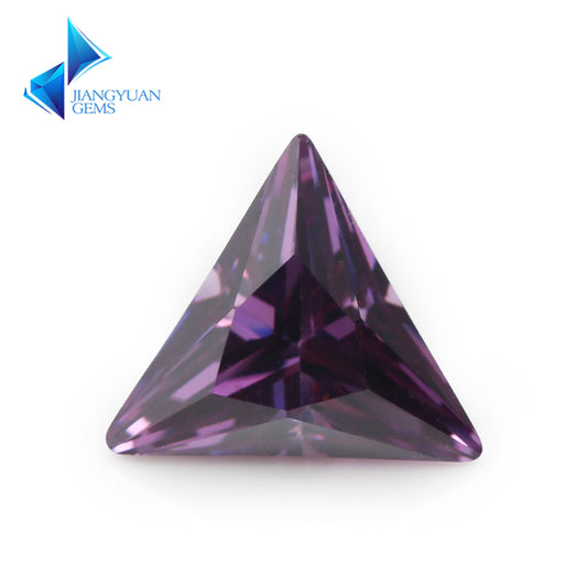 50pcs 3x3~10x10mm 5A Triangle Cut Cut Amethyst Color CZ Stone Loose Cubic Zirconia Synthetic Gemstone for Jewelry