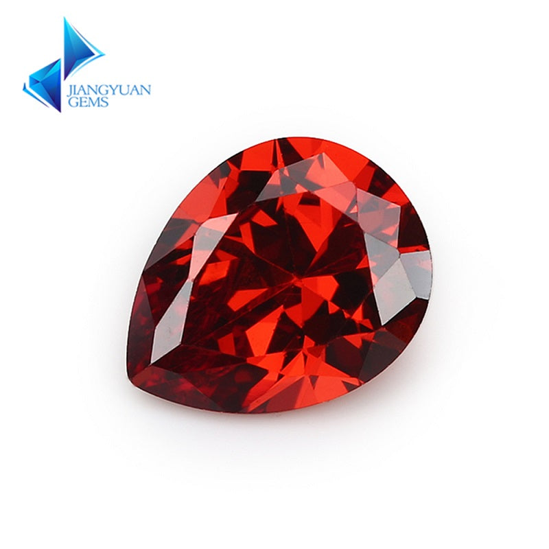 50pcs 2x3~10x12mm 5A Pear Cut Garnet Color CZ Stone Loose Cubic Zirconia Synthetic Gemstone for Jewelry