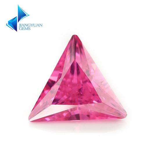 50pcs 3x3~10x10mm 5A Triangle Cut Cut Pink CZ Stone Loose Cubic Zirconia Synthetic Gemstone for Jewelry