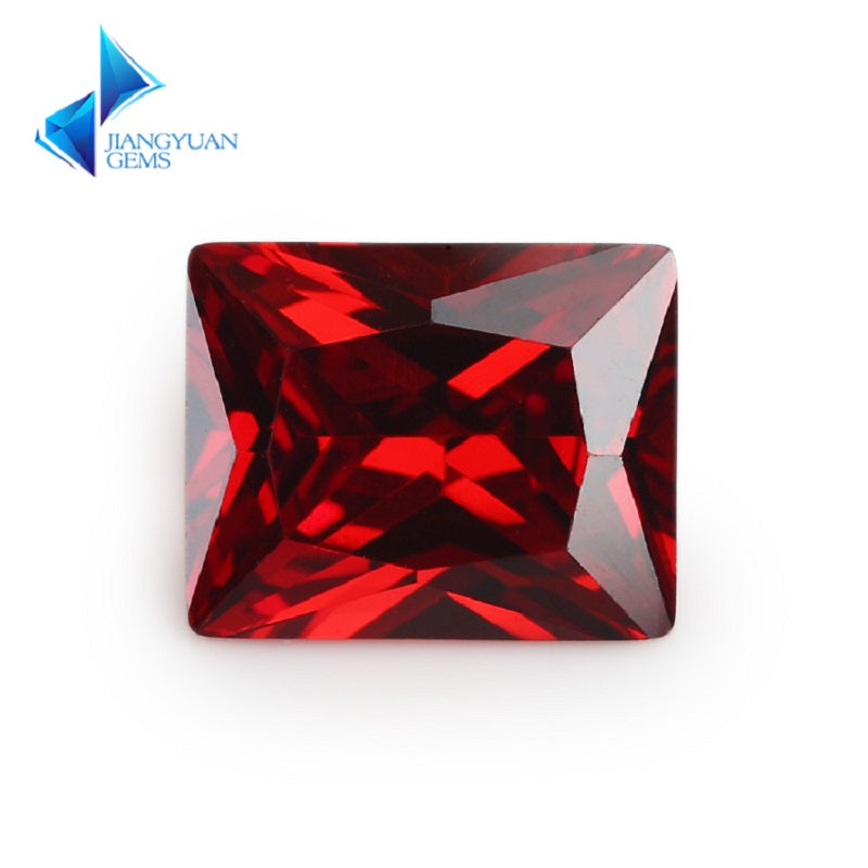 50pcs 3x5~10x12mm 5A Rectangle Cut Garnet Color CZ Stone Loose Cubic Zirconia Synthetic Gemstone for Jewelry