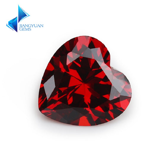 50pcs 3x3-10x10mm 5A Heart Cut Garnet Color CZ Stone Loose Cubic Zirconia Synthetic Gemstone for Jewelry