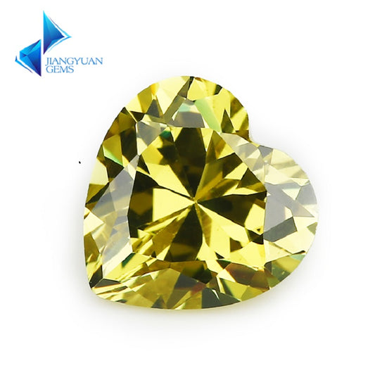 50pcs 3x3-10x10mm 5A Heart Cut Olive Yellow CZ Stone Loose Cubic Zirconia Synthetic Gemstone for Jewelry