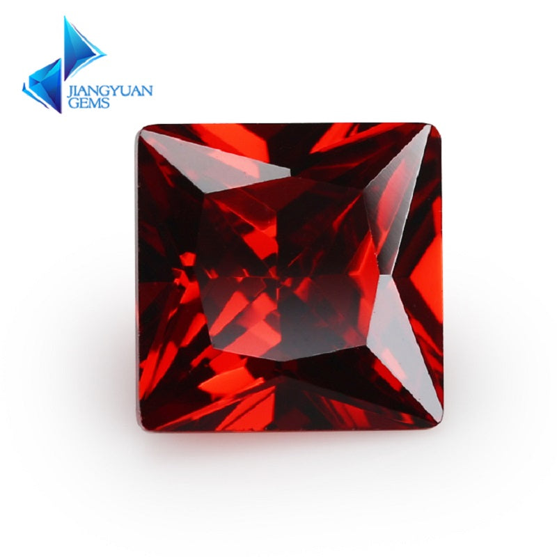 50pcs 1.5x1.5~10x10mm 5A Square Princess Cut Garnet Color CZ Stone Loose Cubic Zirconia Synthetic Gemstone for Jewelry