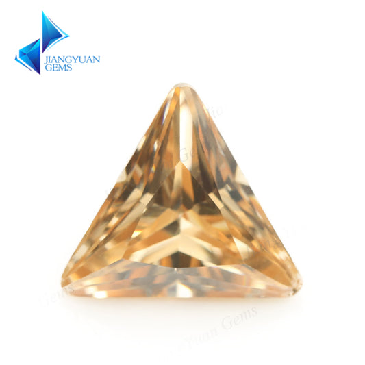50pcs 3x3~10x10mm 5A Triangle Cut Cut Champagne CZ Stone Loose Cubic Zirconia Synthetic Gemstone for Jewelry