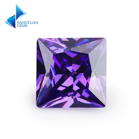 50pcs 1.5x1.5~10x10mm 5A Square Princess Cut Violet CZ Stone Loose Cubic Zirconia Synthetic Gemstone for Jewelry