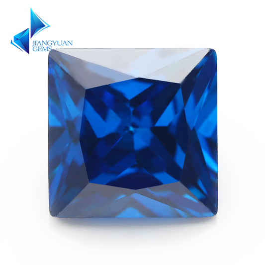 Size 3x3-10x10mm 5A Square Princess Cut Deep Sea blue CZ Stone Loose Cubic Zirconia Synthetic Gemstone for Jewelry Making