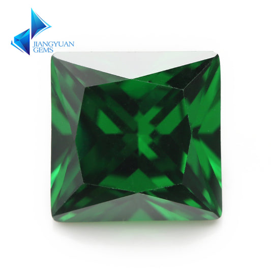 Size 3x3-10x10mm 5A Square Princess Cut Green CZ Stone Loose Cubic Zirconia Synthetic Gemstone for Jewelry Making