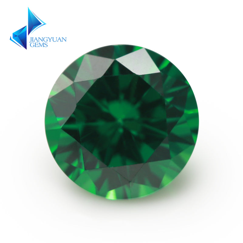 Size 1.0-10.0mm 5A Round Cut Green CZ Stone Loose Cubic Zirconia Synthetic Gemstone for Jewelry