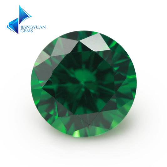 Size 1.0-10.0mm 5A Round Cut Green CZ Stone Loose Cubic Zirconia Synthetic Gemstone for Jewelry