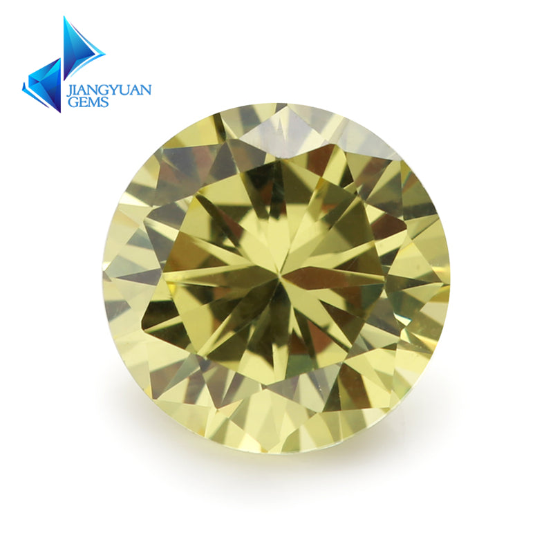 Size 0.8-12.0mm 5A Round Cut Olive Yellow CZ Stone Loose Cubic Zirconia Synthetic Gemstone for Jewelry