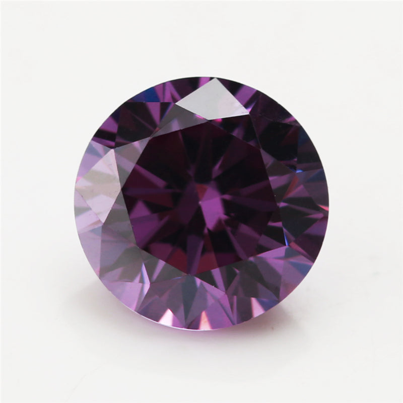 Size 0.8-12.0mm 5A Round Cut Amethyst Color CZ Stone Loose Cubic Zirconia Synthetic Gemstone for Jewelry