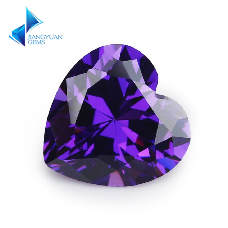 50pcs 3x3-10x10mm 5A Heart Cut Violet CZ Stone Loose Cubic Zirconia Synthetic Gemstone for Jewelry