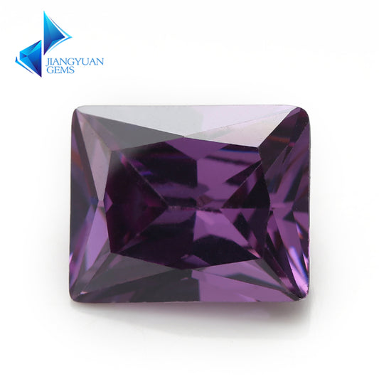 50pcs 3x5-10x12mm 5A Rectangle Cut Amethyst Color CZ Stone Loose Cubic Zirconia Synthetic Gemstone for Jewelry