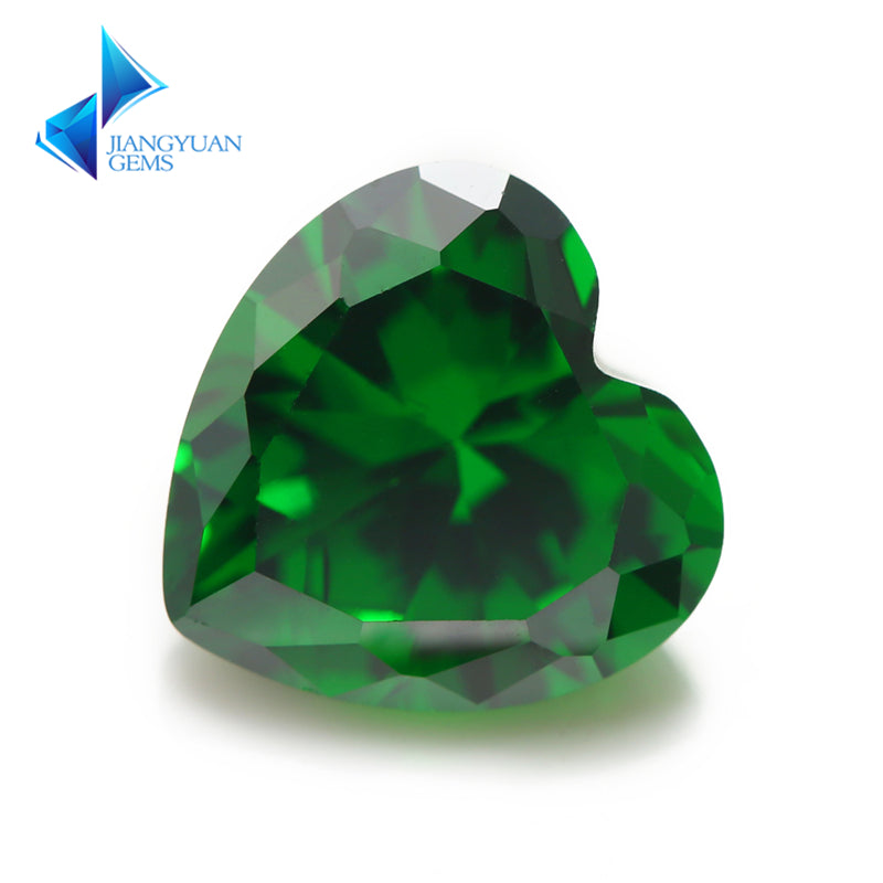 Size 3x3-10x10mm 5A Heart Cut Green CZ Stone Loose Cubic Zirconia Synthetic Gemstone for Jewelry