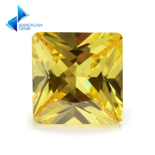 50pcs 1.5x1.5~10x10mm 5A Square Princess Cut Olive Yellow CZ Stone Loose Cubic Zirconia Synthetic Gemstone for Jewelry