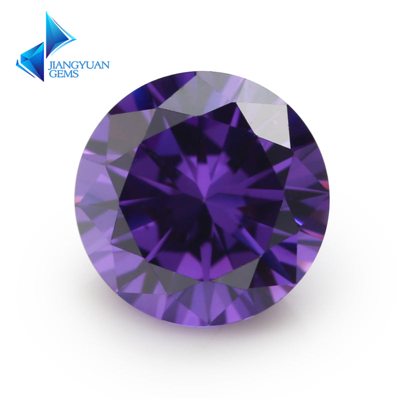 Size 0.8-12.0mm 5A Round Cut Violet CZ Stone Loose Cubic Zirconia Synthetic Gemstone for Jewelry