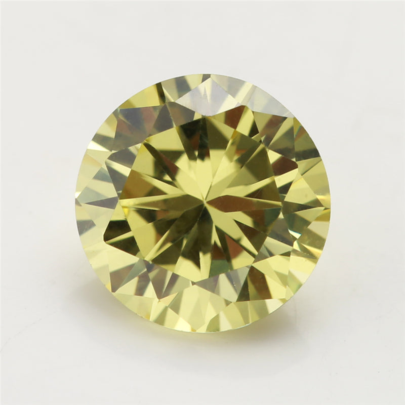 Size 0.8-12.0mm 5A Round Cut Olive Yellow CZ Stone Loose Cubic Zirconia Synthetic Gemstone for Jewelry