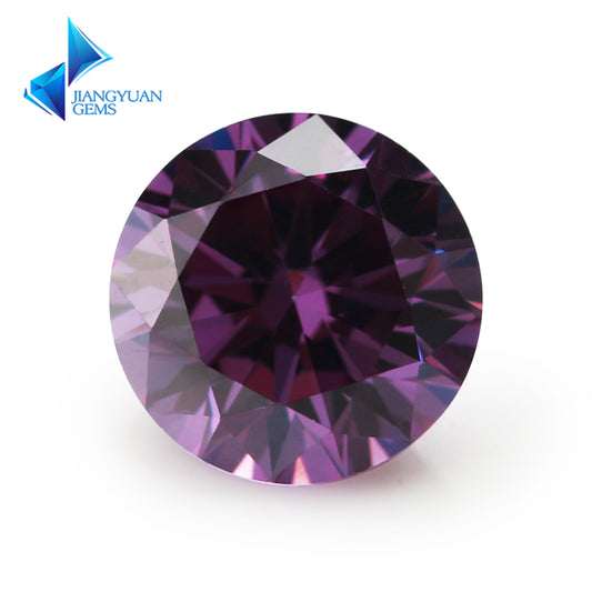 Size 0.8-12.0mm 5A Round Cut Amethyst Color CZ Stone Loose Cubic Zirconia Synthetic Gemstone for Jewelry