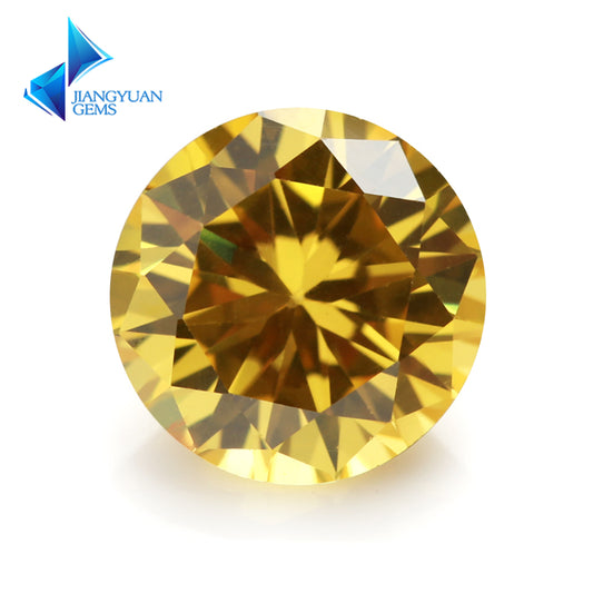 Size 0.8-12.0mm 5A Round Cut Golden Yellow CZ Stone Loose Cubic Zirconia Synthetic Gemstone for Jewelry