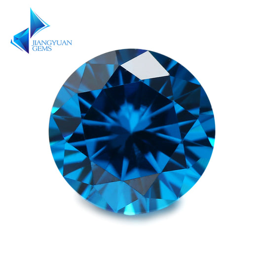 Size 1.0-10.0mm 5A Round Cut Deep Sea Blue CZ Stone Loose Cubic Zirconia Synthetic Gemstone for Jewelry