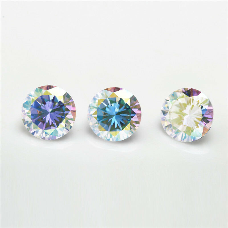 Size 1.0-12.0mm 5A Round Cut Plating AB Color CZ Stone Loose Cubic Zirconia Synthetic Gemstone for Jewelry