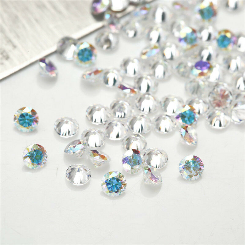 Size 1.0-12.0mm 5A Round Cut Plating AB Color CZ Stone Loose Cubic Zirconia Synthetic Gemstone for Jewelry