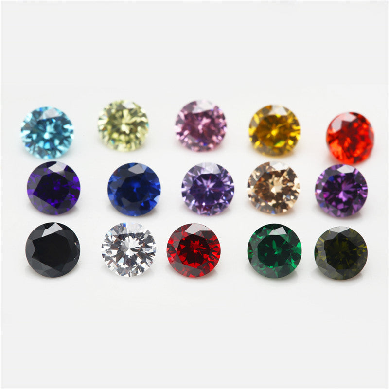 1PCS Per Colors Total 15pcs Size 4mm~10mm Round Shape Loose Cubic Zirconia Stone CZ Synthetic Gemstone