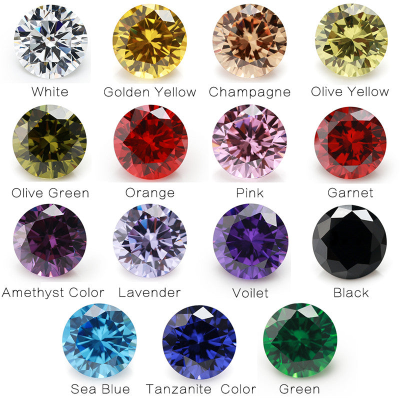 1PCS Per Colors Total 15pcs Size 4mm~10mm Round Shape Loose Cubic Zirconia Stone CZ Synthetic Gemstone