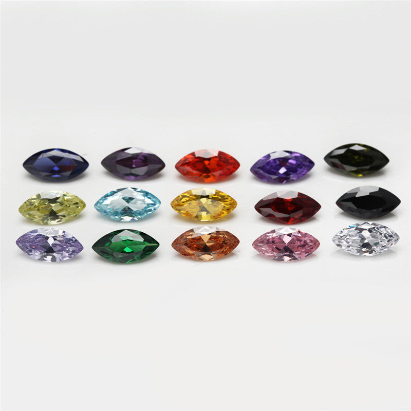 1PCS Per Colors Total 15pcs Size 4x8mm~7x14mm Marquise Shape Loose Cubic Zirconia Stone