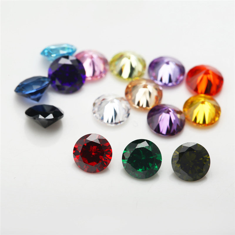 1PCS Per Colors Total 15pcs Size 4mm~10mm Round Shape Loose Cubic Zirconia Stone CZ Synthetic Gemstone