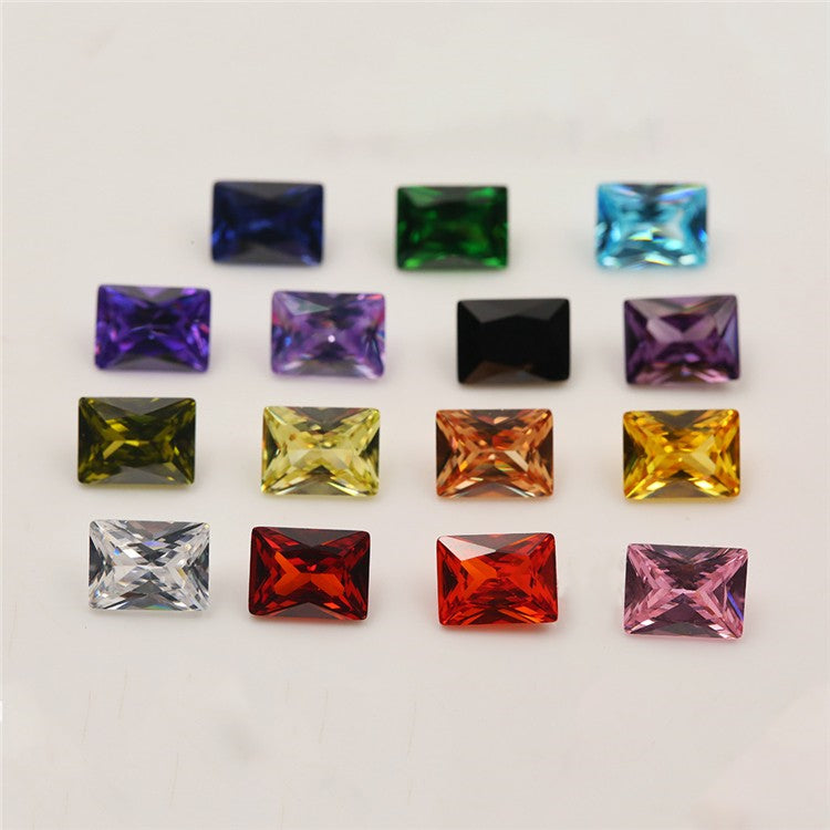 1PCS Per Colors Total 15pcs Size 4x6mm ~ 8x10mm Rectangle Shape Loose Cubic Zirconia Stone For Jewelry DIY