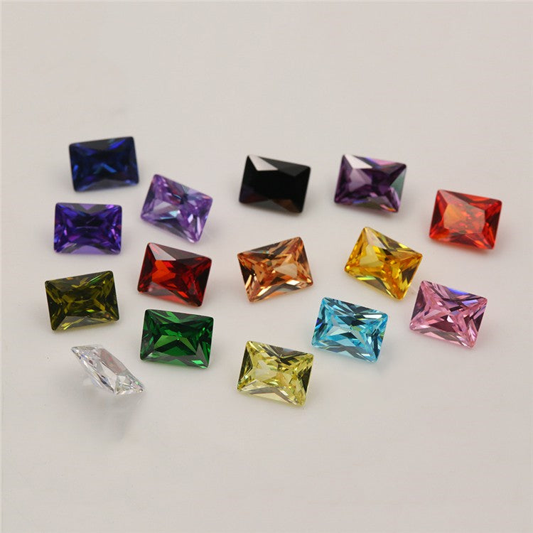 1PCS Per Colors Total 15pcs Size 4x6mm ~ 8x10mm Rectangle Shape Loose Cubic Zirconia Stone For Jewelry DIY