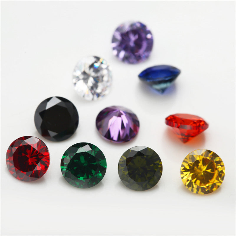 1PCS Per Colors Total 15pcs Size 4mm~10mm Round Shape Loose Cubic Zirconia Stone CZ Synthetic Gemstone