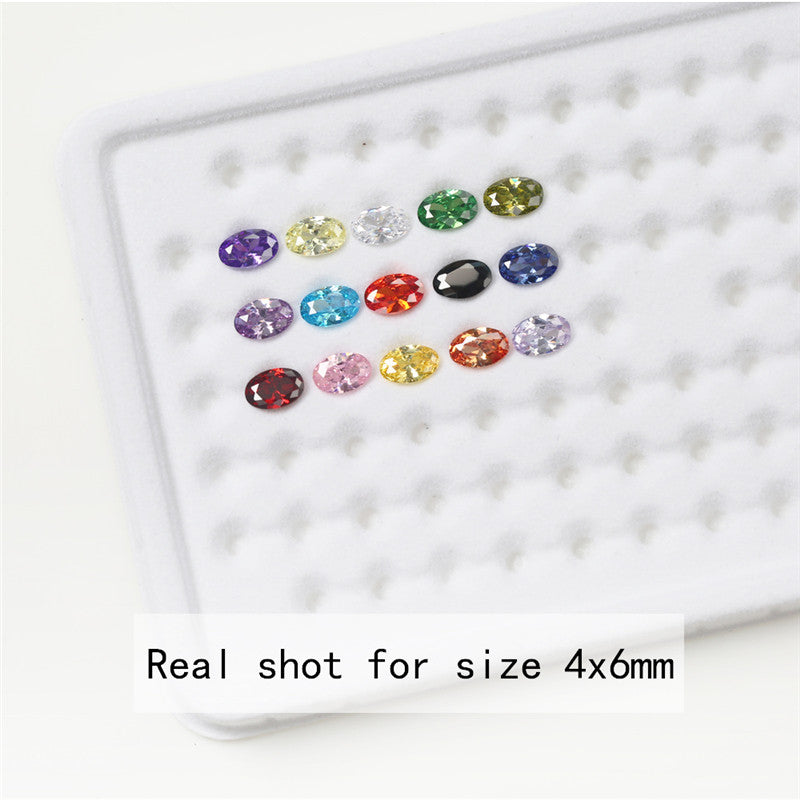 1PCS Per Colors Total 15pcs Size 4x6mm ~ 10x12mm Oval Shape Loose Cubic Zirconia Stone