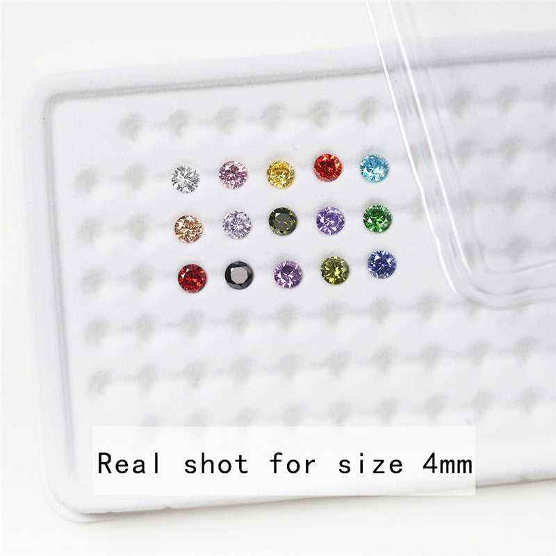 1PCS Per Colors Total 15pcs Size 4mm~10mm Round Shape Loose Cubic Zirconia Stone CZ Synthetic Gemstone